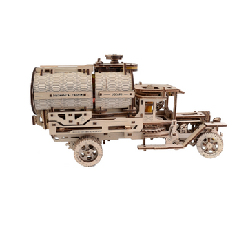 Ugears Tanker Mechanical Model Kit - DIY 3D Wooden Puzzles for Adults Truck with Working Engine - Moving 3D Puzzle Building Kits with Can Holder - Adult Puzzle Gift for Fathers Day - 594 Pcs